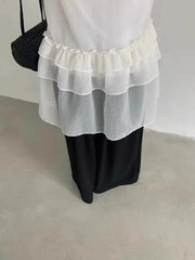 Bxoxo Korean Style Lace Tank Tops Women Y2k Fairycore White Ruffle Sleeveless Dress See-through Aesthetic Kpop Mesh Dress