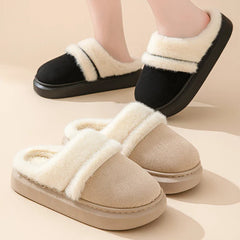 BXOXO Fashion Fluffy Plush Thick Bottom Slippers New Winter Womens Thicken Warm Slippers Casual Indoor Indoor Cotton Slides Shoes