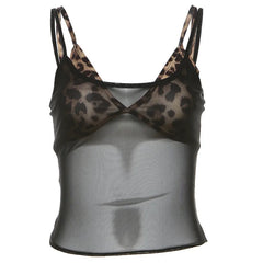 Bxoxo 2 Piece Set Tops for y2k Women Clothes Leopard Print Spaghetti Strap Sleeveless Camisole and Tanks 2000s Party Clubwear