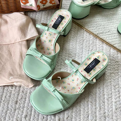 BXOXO High Heels Women Slippers Bow Chunky Heeled Shoes Dress Fashion Woman Sandals 2025 New Designer Pumps Luxury Sandalias De Mujer