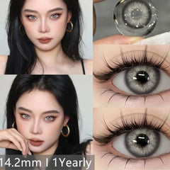 BXOXO 1Pair Myopia Lenses Color Contact Lenses With Diopters Prescription Natural Yaerly Brown Lenses Gray Colored Contacts