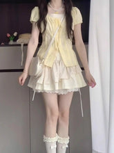 BXOXO 2000s Vintage 2 Piece Sets Women Lace Short Sleeve Cardigan Blouse Women+ Sexy Slim Camisole Dress 2024 Japanese Y2k Dress Suits