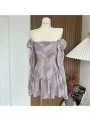 Bxoxo Women A-line Luxury Dress Elegant Long Sleeve Mini Evening Dress Harajuku Vintage 90s Y2k One Piece Frocks 2000s Clothes Autumn