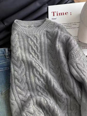 Bxoxo Autumn Knitted Sweaters for Women Korean Loose Lazy Style Casual Pullover Y2K Fashion All Match Thick Warm Soft O Neck Jumper