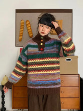 Bxoxo Vintage Print Harajuku Sweaters Women Loose Casual Knitted Pullover Lazy Wind Retro Female Preppy Style Long Sleeve Jumper Tops