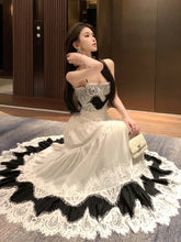 BXOXO Vintage Fashion Women's Black Beige Patchwork Elegant Pleated Evening Party Dress French Summer Sleeveless Backless Slip Dresses