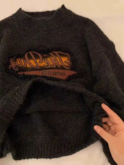 Bxoxo Y2K Vintage Knitted Crop Sweater Women Autumn Winter Thick Warm Female Pullovers Harajuku Loose Streetwear All Match Jumpers