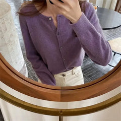 Bxoxo Knitted Sweater Cardigan Loose-fit Warm Jacket Inner Wear Outer Korean Style Stylish Women's Top Core-spun Yarn