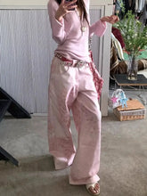 Bxoxo Pink Vintage Leopard Women Jeans Wide Leg American Retro Denim Pants Baggy High Waist Animal Print Trousers Gyaru New