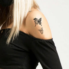 BXOXO 30 Sheets Black Butterfly Temporary Tattoos for Women Waterproof Tattoo Stickers Suitable for Arm Body Realistic Fake Tattoo