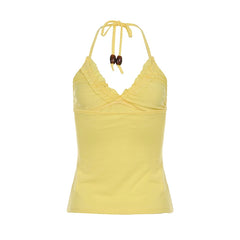 BXOXO Fashion Solid Edible Tree Fungus V-Neck Halter Tops  Simple Basic Retro Women Blouses Slim Fit