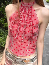 Bxoxo Sexy Cropped Slim Dot Tanks Women Vintage Sweet Halter Tanks Summer Streetwear Female Retro Sleeveless Korean Casual Tops