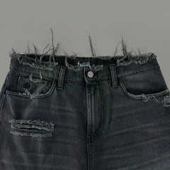 Bxoxo Washed Ripped Distressed Jeans Women and Man Hole Embroidery Wide Leg American Retro Denim Pants Baggy Punk Streetwear