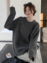Bxoxo Streetwear Loose Gray Sweaters Women Long Sleeve Vintage Simple Knitted Pullover Korean Fall O Neck Female Retro Jumpers