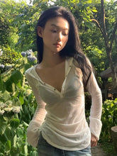 BXOXO Hooded Sheer T Shirt Woman Clothes Long Sleeve Korean Fashion 2000s Clothes Y2k See Through Autumn Tops Tees Female
