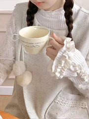 Bxoxo Kawaii Lace Patchwork T Shirts for Women Japanese Sweet Lolita Ruffles Slim Tops Y2K Sweet Preppy Long Sleeve Ladies Tees New