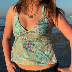 BXOXO Women Y2k Glitter Sequin Cami Top Spaghetti Strap Backless Sparkle Camisole Sexy V Neck Crop Tank Top Party Clubwear