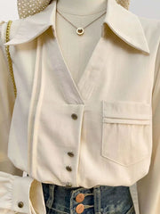 Bxoxo Korean Long Sleeve Shirt Women Autumn Loose Lapel Tops Harajuku Single Breasted Simple Basic All Match Ladies White Blouse