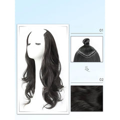 BXOXO Synthetic Women Long Curly Invisible Seamless V-shaped Wig Simulated Increase Volume Fluffy High-level One-piece Hair Extension