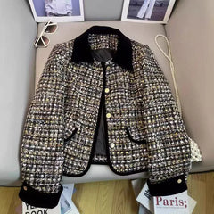 Bxoxo Korean Chic Tweed Coats Women Y2K Winter Loose Thick Warm Lapel Jacket Vintage Streetwear Single Breasted Blended Crop Outwear