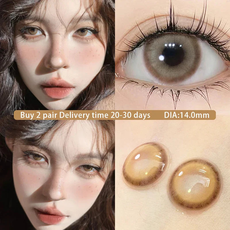 1Pair Brown Myopia Colour Circular Contacts Lenses Natural Blue Eye Lenses Beauty Pupil Brown Lenses Makeup