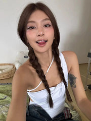 BXOXO Y2k Fairycore Tank Tops Women Irregual Sleeveless Tee Tops Streetwear Korean Style Camis Tops Japanese 2000s Tanks