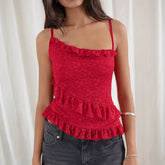 BXOXO Fairycore Vintage Summer Camis Tops Solid Lace Floral Strappy Y2K Aesthetic Women Tops Holidays 2000s Cute Streetwear