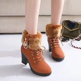 BXOXO Women Boots Winter Designer High Heels Shoes for Women New Short Plush High Platform Ankle Boots Elegant Botas Mujer
