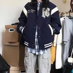 Bxoxo Vintage Letter Embroidery Baseball Jacket Women Y2K Korean Loose Preppy Button Coats Bf Autumn Outdoor All Match Windbreaker
