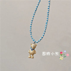 BXOXO Baroque Simulated Pearls Cute Flowers Colorful Hand-woven Beaded Short Clavicle Chain Choker Necklace For Women Girls Jewelry