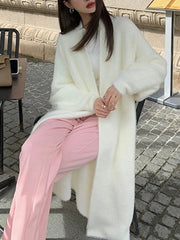 Bxoxo Women's Sweater Cardigan for Women Long Sleeve Knitwears Winter Clothing Imitation Mink Velvet Knitted Fluffy