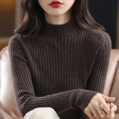 Bxoxo Women Half Turtleneck Knit Sweater Autumn Casual Simple Basic Slim Pullovers Solid All Match Warm Long Sleeve Jumper Mujer