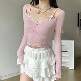 BXOXO - Sweet Coquette Lace Trim Top