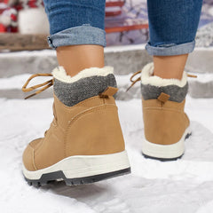 BXOXO Women Lace Up Thick Sole Warm Snow Boots New Winter Fluffy Cotton Padded Shoes Ladies Waterproof Non Slip Platform Sneakers