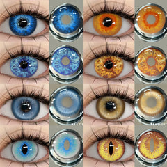 BXOXO 2Pcs Blue Halloween Colorful Contacts Lenses Anime Cosplay Eyes Lens Yellow Multicolored Lenses Yearly Beautiful Pupils
