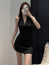 Bxoxo Elegant Halter Neck Black Mini Skirt Women Summer Fashion Lace Patchwork Slim Dress Y2K Sexy Off Shoulder Sleeveless Vestidos