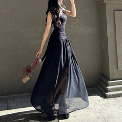 BXOXO Summer Black Sexy TANK Dress Women Sleeveless Bodycon Casual Gothic A-LINE Dress Female Club Party Elegant Fashion Streetwear