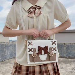 BXOXO Harajuku Lolita Shoulder Bag Women Japanese Kawaii Bowknot Female Messenger Bag Cute Womens Handbag Satchel Pouch