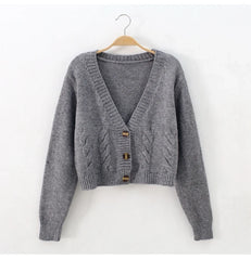 Bxoxo Short style high-waisted slim plastic sweater women spring new single-breasted knitted cardigan twist small jacket