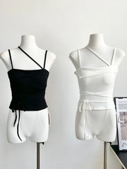 Summer Women Gyaru Camisole Solid Color Crop Top Coquette 2000s Aesthetic Tide Halter Top Hot Sexy Korean Fashion Tide Gothic