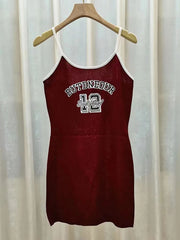 Bxoxo Women Fashion Letter Print Sexy Bodycon Dress Spaghetti Strap O-neck Slim Fit Dress Streetwear Summer 2023 One piece