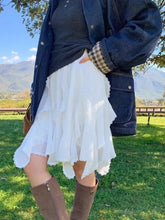 Bxoxo Elegant Lace Tulle White Skirt Women Fairycore Sweet Korean Style Ruffle Short Skirts Vintage Irregular Layered Skirts