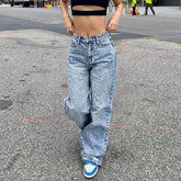 BXOXO New Y2K Women's Jeans Fashion Loose Denim Wide Leg Pants Street Casual Female Trousers Blue/Off White S-XL