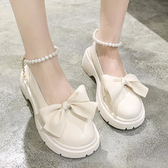 BXOXO Women Thick Platform Mary Janes Lolita Shoes Party Pumps Summer New Sandals Bow Chain Mujer Shoes Fashion Oxford Zapatos