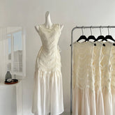 Bxoxo White Sleeveless Princess Style Dress Chinese Artistic Vintage Design Summer Fashionable Mini-Length Polo Collar Empire Waist