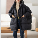 Bxoxo New Winter Women 90% White Duck Down Jacket Casual Loose Over Size Warm Parka Female Drawstring Hooded Puffer Coat