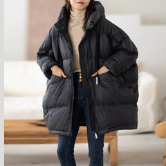 Bxoxo New Winter Women 90% White Duck Down Jacket Casual Loose Over Size Warm Parka Female Drawstring Hooded Puffer Coat