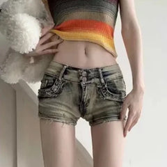 Bxoxo American Spicy Girl Sexy Low Waist Denim Shorts Female Summer New Slim Skinny Shorts Party Shorts Jeans