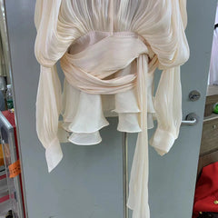 BXOXO Minimalist Solid Loose Short Dresses For Women Round Neck Long Sleeve High Waist Spliced Lace Up Chic Dress Female Fashion