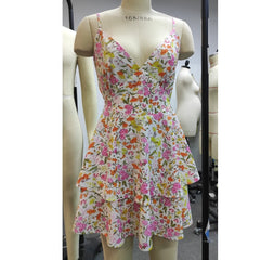 BXOXO Fashion Floral Print Dress For Women Summer Vacation Beach Clothing 2024 Ladies Streetwear Suspender Skirt Sleeveless Mini Dress